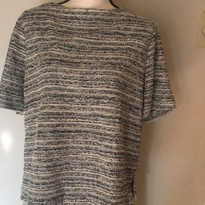 LOFT Women L Multicolor Rainbow Tweed Textured Top